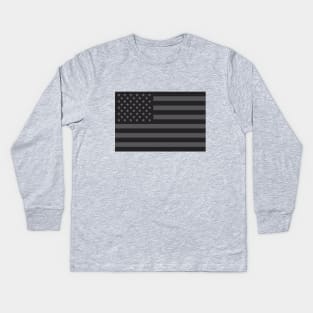 Black American Flag Kids Long Sleeve T-Shirt